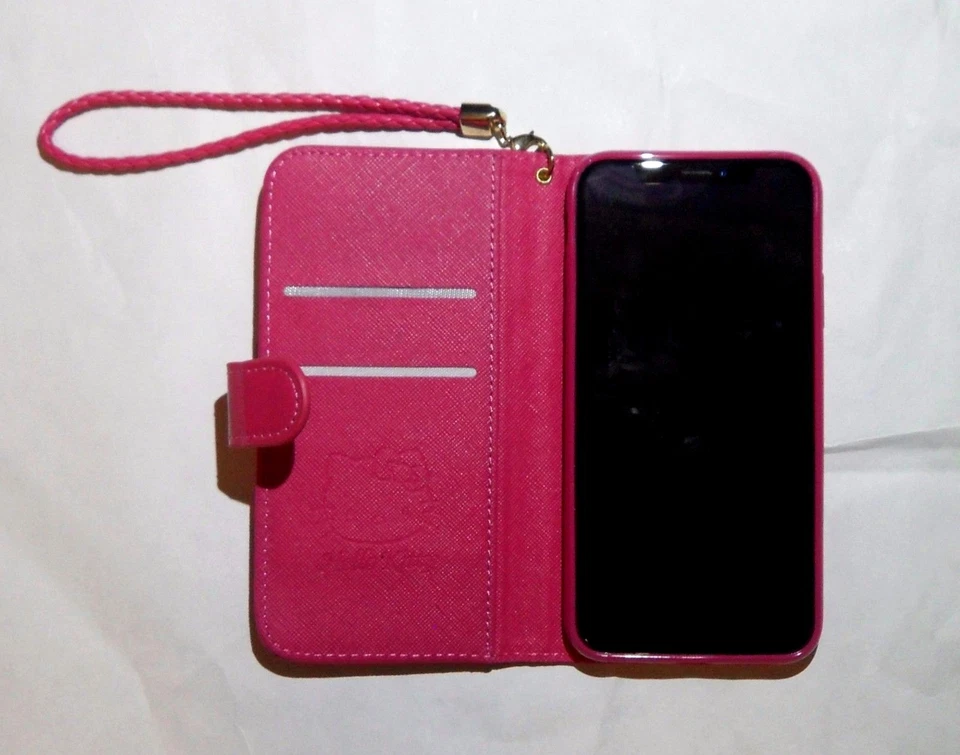 Hello Kitty Mirror Stand Wallet Case W Card Slots Pocket & Straps For iPhone X  - Image 3 of 4