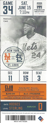 New York Mets Louis Citi Ticket Stub June 15 2019 Robinson
