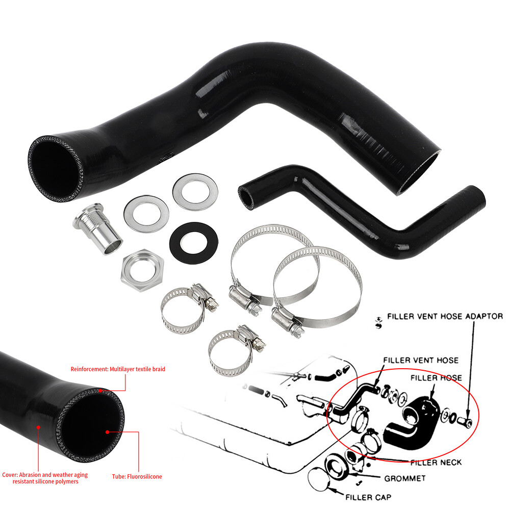 For Jeep CJ5 CJ6 1970 - 1975 Fuel Fill And Vent Hose Kit With Clamps & Adapter