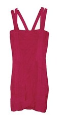 Womens bebe brand Hot pink bodycon Bondage style Sleeveless dress sz XS F2