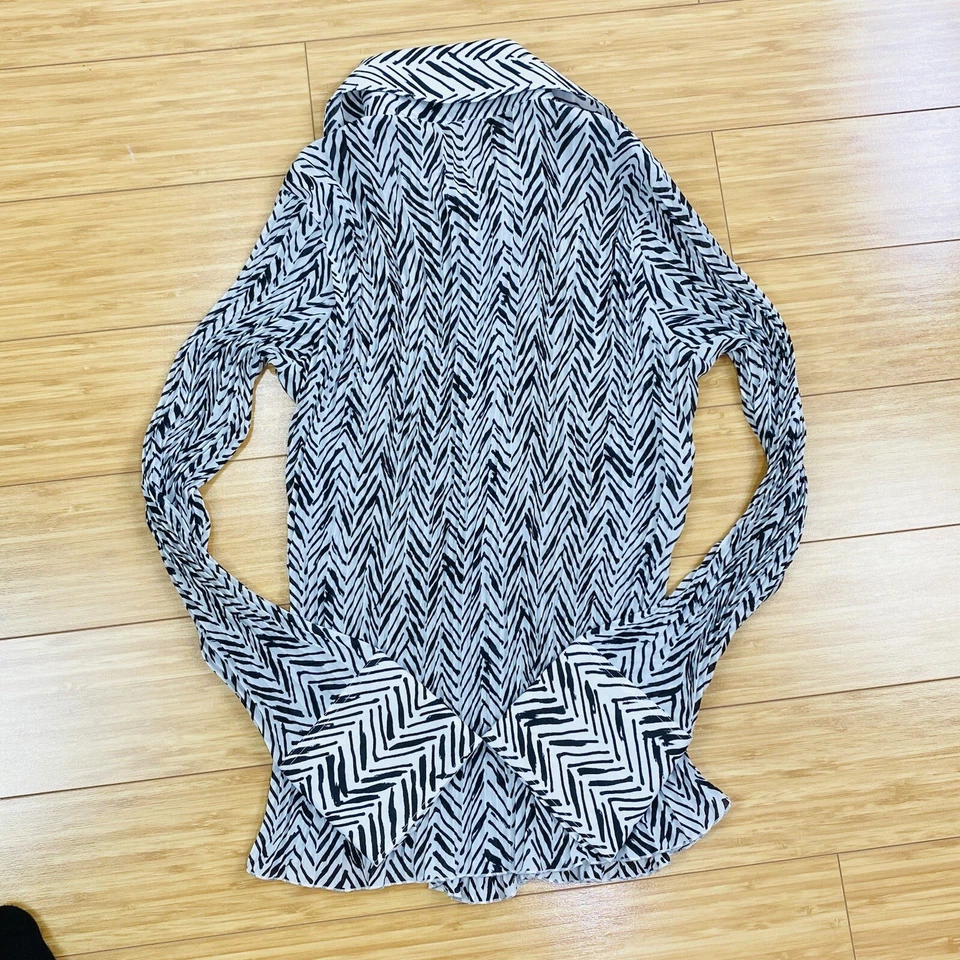 Blusa Camisa Top Nara Camicie Italiana Arrugada Cebra Blanca Negra Talla 5 X-Grande Foto 3 de 4