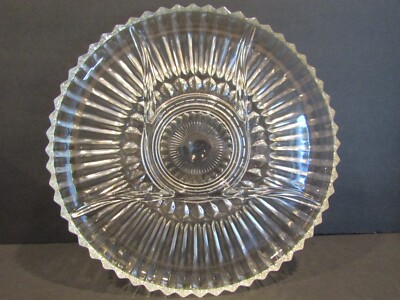 VINTAGE Large Round 5-Part Divided ROUND 12'' Relish Dish