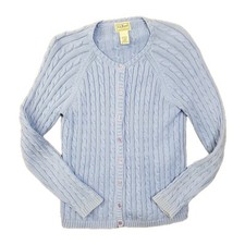 Vtg LL Bean Women's Cable Knit Cardigan Sweater Chunky Thick Size M Baby Blue