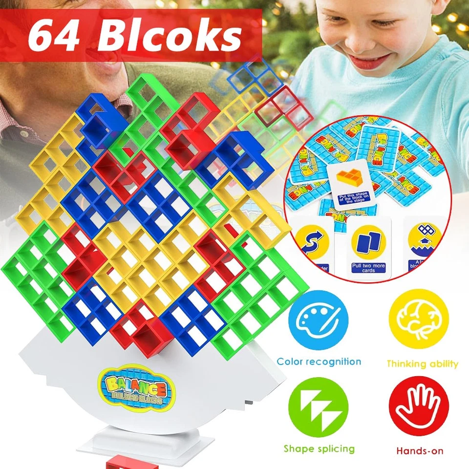 Tetra Tower Spiel Stapelspiel Kids Wackelturm Stapelturm Stapelblöcke Tower Game - Bild 1 von 4