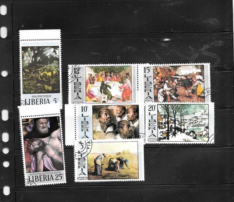 LIBERIA SC#489-96 1969 ART PAINTINGS CTO USED XF OLD PICTORIAL COMMEMORATIVE SET