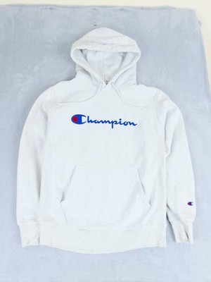 VINTAGE Champion Reverse Weave Hoodie Medium M Mens Grey Jumper Sweatshirt Y2K