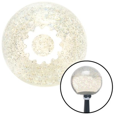 White Solid Gear Clear Metal Flake Shift Knob w/ M16x1.5 Insert Shifter Auto
