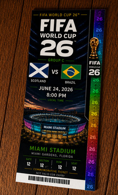 FIFA World Cup Brazil vs Scotland 2026 commemorative ticket customizable NE seat