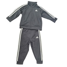 Adidas Tracksuit Set Infant Toddler Black White Stripes Jacket Pants 18 Months