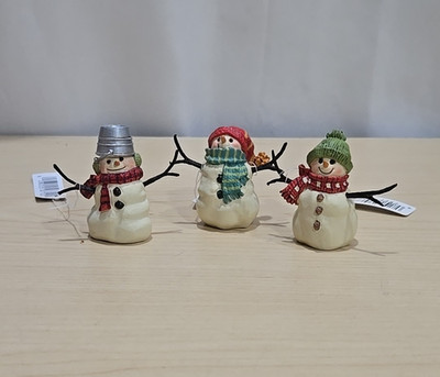 Hallmark Mitford Snowman Ornament Set Jan Karon Murphy Moe Max VTG 99 Christmas