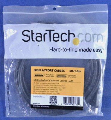 New Startech 6ft Black Displayport to Displayport Cable w/Latches M/M