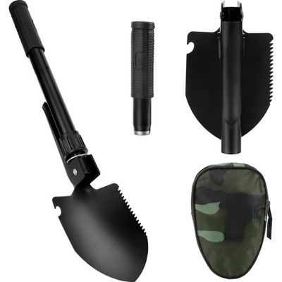 Multifunctional Folding Shovel, Steel Mini Shovel with Compass, Rustproof Spa...