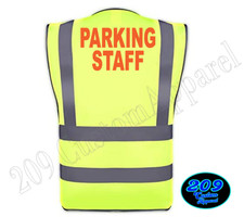 Parking Staff Hi-Vis Reflective Safety Vest 2" Stripes Pockets ANSI Class 2