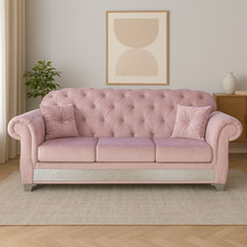 Canapé-lit 3 places net et matelas Chesterfield moderne simili cuir ou velours