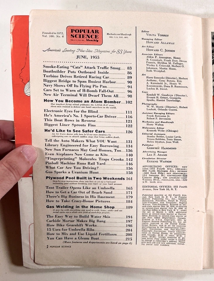 1955 Jun POPULAR SCIENCE traffic smog BOMB FALLOUT Navy flying saucer craft &c - Image 4 of 4