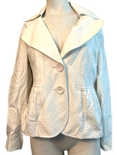 Womens Size 8 White Blazer Swiss Dot Collared 2 Button Lined Jacket NWT Insight
