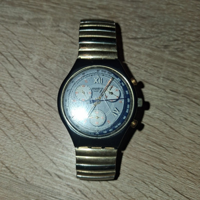 Swatch Irony Quarz Chronograph Swiss Made Metallarmband Gold/Schwarz YCS4019AG