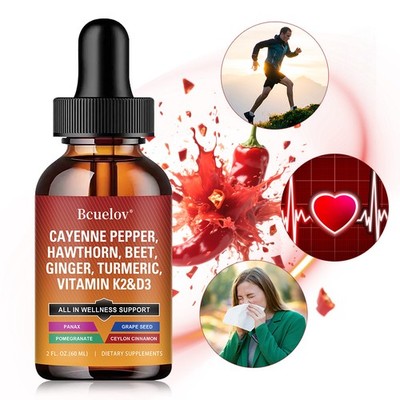 Cayennepfeffer, Weißdorn, Rote Bete, Kurkuma, Vitamin K2+D3 Tropfen, 60 ml