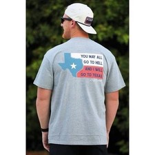 Burlebo Go To Hell, I&rsquo;ll Go To Texas Tee Men&rsquo;s Heather Gray XL