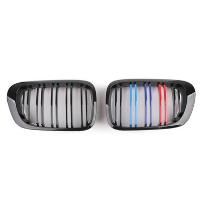  Front Kidney Hood Grille For BMW E46 3 Series 2DR Coupe M-Color Dual Slat