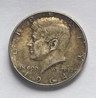 KENNEDY HALF DOLLAR 1964 P  90% SILVER ~ SLIGHT RAINBOW TONING