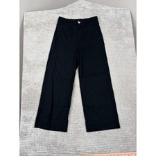 Maeve Anthropologie The Colette Black Wide Leg Crop Pants Size 28 Linen Blend