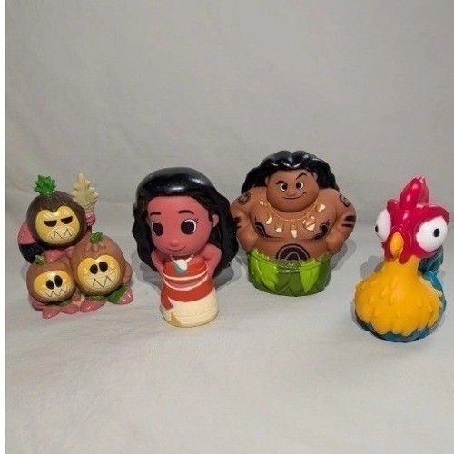 Disney Moana Squeeze Bath Toy Set Maui Hei Hei Kakamora Figures 4pc