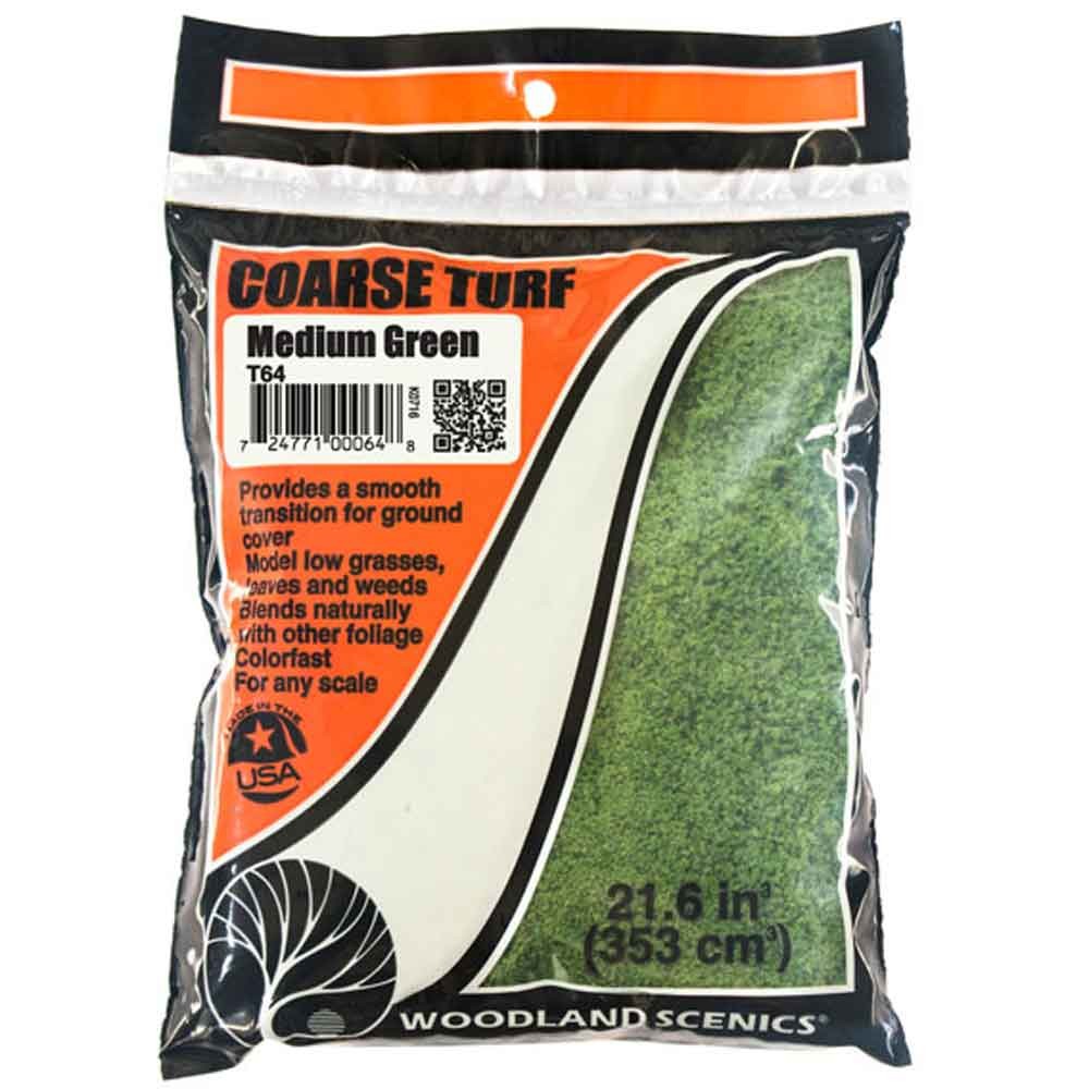 Woodland Scenics Coarse Turf Medium Green 21.6 in³ Model Railway and Dioramas
