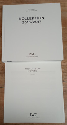 IWC SCHAFFHAUSEN Uhren Katalog Prospekt  Kollektion 2016-2017 mit Preisliste