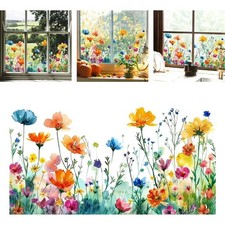 Colorful Floral Bouquet Window Stickers Flowers Window Static Cling 30 Styles