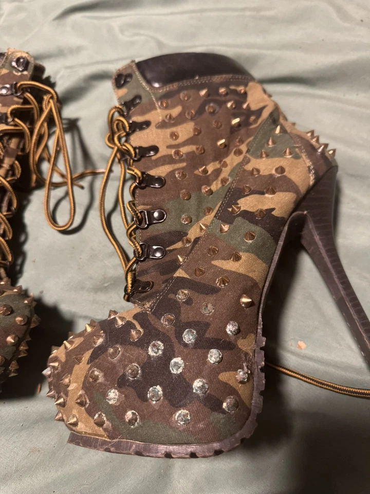 Sexy Nuevo Estilo Rock Picos Camuflado Avanguardia Botas Zapatos Tacón Alto Para Mujer Foto 3 de 4