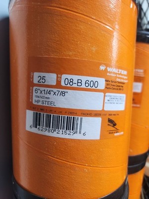 WALTER 08B600 HP GRINDING WHEEL 6 X1/4''X7/8'', T27, 25/BOX