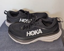 Hoka One One Bondi 8 Mens Size 11.5 4E X-Wide Black White Sneakers Running
