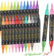 72 Colors Acrylic Paint Markers, Dual Tip Acrylic Paint Pens with Brush Tip