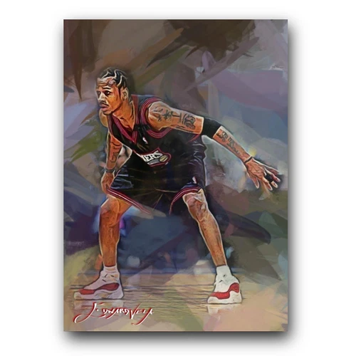 Allen Iverson #9 Art Card Limited 43/50 Edward Vela Signed (Philadelphia 76ers)