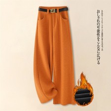 Womens Wool Velvet Warm Pants Winter New Casual Thicken Wool Long Wide Leg Pants