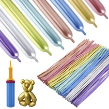 100 Pcs 260 Balloons Kit with Pump Kids Premium Latex Twisting Long Balloons...