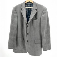 Vintage Y2K Oscar de la Renta Grey Pinstripe 100 Wool Three-Button Blazer