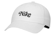 Nike Size M/L Club Cap White Black Script Hat Unisex Adults FV5555-100 NEW