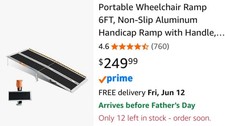 Lemnisate 6ft Portable Non-Slip Aluminum Wheelchair Ramp NEW!