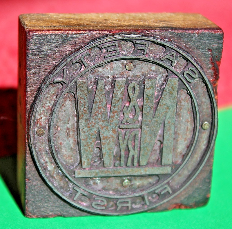 Norfolk & Western Railway SAFETY FIRST Railroad Ink Letter Press N&W Block Stamp