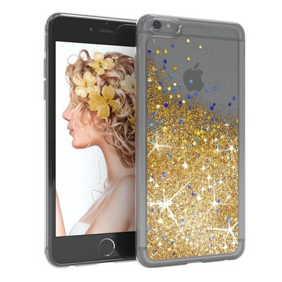 Für Apple iPhone 6 iPhone 6s Glitzer Hülle Flüssig Silikon Case Handy Cover Gold