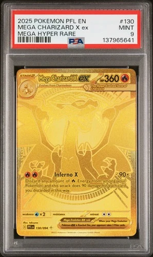 2025 POKEMON PFL EN-PHANTASMAL FLAMES MEGA HYPER RARE MEGA CHARIZARD X EX PSA 9