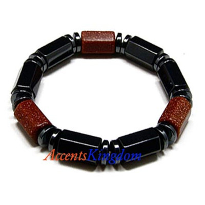 Accents Kingdom Mens Magnetic Hematite Gold Dust Hexagon Bead Bracelet 7.5''