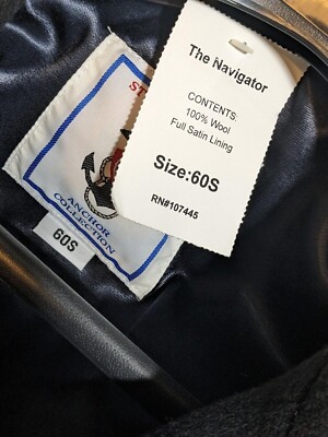 Sterlingwear Men's Authentic Wool Blend Black Peacoat Made