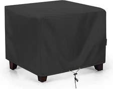 SunPatio Outdoor Ottoman Cover, Waterproof Square 32"W x 32"D x 18"H, Black 