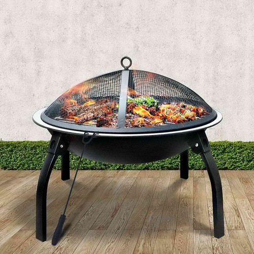Fire Pit BBQ Charcoal Smoker Portable Outdoor Camping Pits Patio Fireplace 22" - Picture 8 of 8