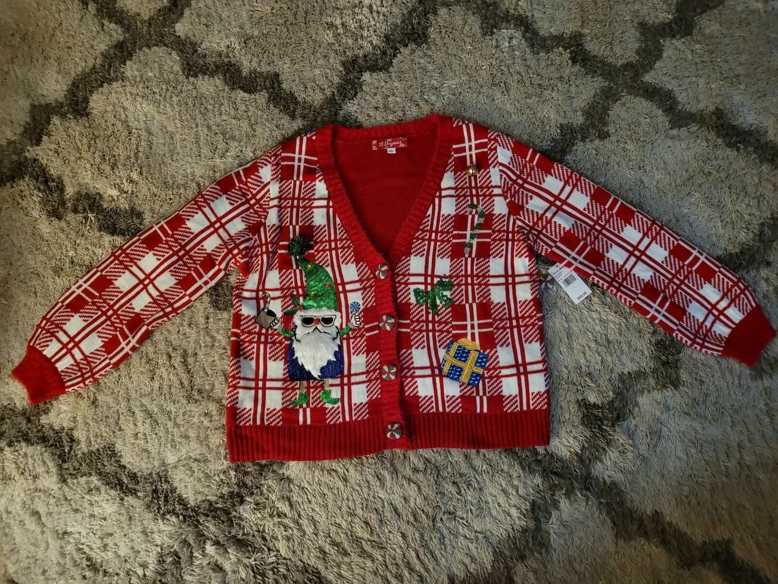 Ugly Christmas Sweater Cardigan Size L 