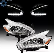 For Nissan Murano 2015-2018 Halogen LED DRL Headlight Projector Chrome LH+RH