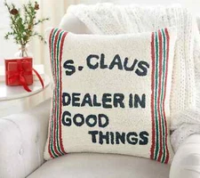 Ebenezer & Co. Stripes Hand-Tufted Decorative Christmas Throw Pillow Cream